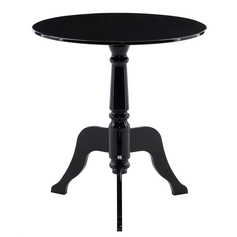 Linon Acrylic Round Accent Table with Sturdy Top and Curvy Legs in Glossy Black