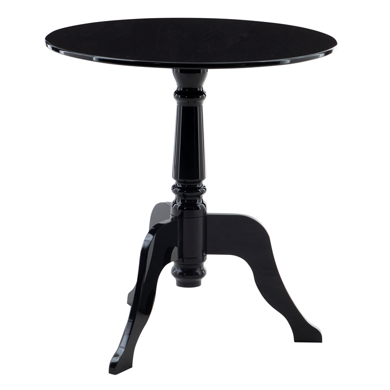Linon Acrylic Round Accent Table with Sturdy Top and Curvy Legs in Glossy Black