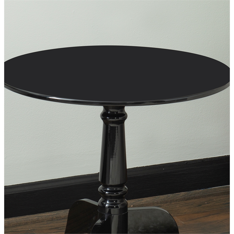 Linon Acrylic Round Accent Table with Sturdy Top and Curvy Legs in Glossy Black