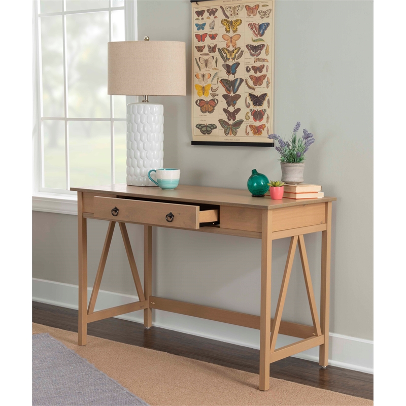 Linon Titian Pine Wood Desk in Driftwood Cymax Business