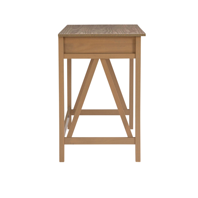 Linon Titian Pine Wood One Drawer Desk in Driftwood Brown