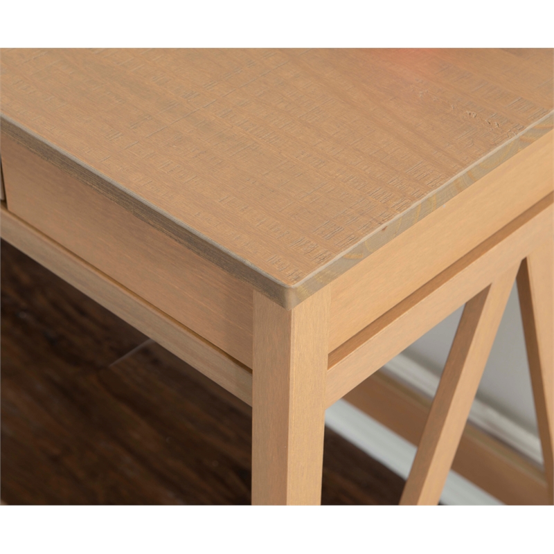 Linon Titian Pine Wood One Drawer Desk in Driftwood Brown