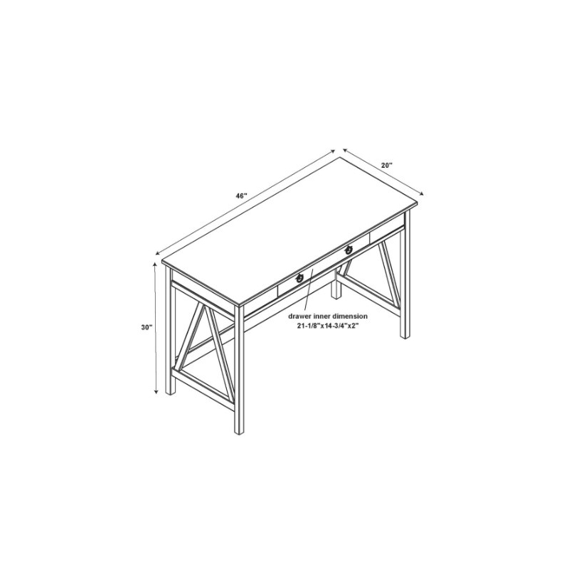 Linon Titian Pine Wood One Drawer Desk in Driftwood Brown