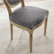 Linon Avalon Oak Wood Oval Back Set of Two Upholstered Dining Chairs in Charcoal