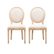 Linon Avalon Oak Wood Oval Back Set of Two Upholstered Dining Chairs in Natural