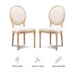 Linon Avalon Oak Wood Oval Back Set of Two Upholstered Dining Chairs in Natural