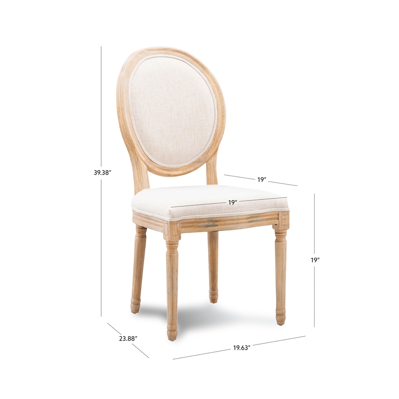 Linon Avalon Wood Oval Back Set of Two Dining Chairs in Beige