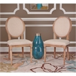 Linon Avalon Oak Wood Oval Back Set of Two Upholstered Dining Chairs in Natural
