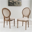 Linon Avalon Oak Wood Oval Back Set of Two Upholstered Dining Chairs in Natural