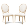 Linon Avalon Oak Wood Oval Back Set of Two Upholstered Dining Chairs in Natural