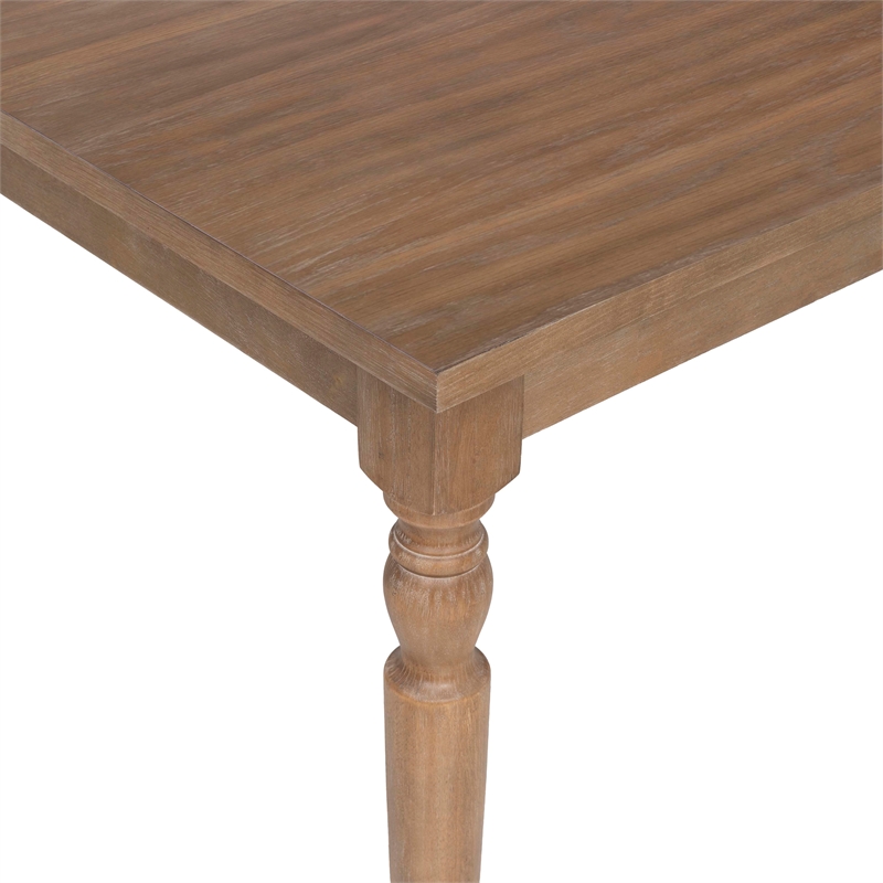 Linon Avalon Oak Wood Dining Table Decorative Turned Legs in Light Natural Brown