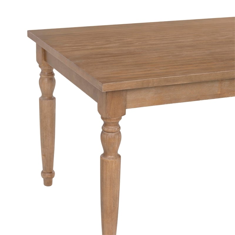 Linon Avalon Oak Wood Dining Table Decorative Turned Legs in Light Natural Brown