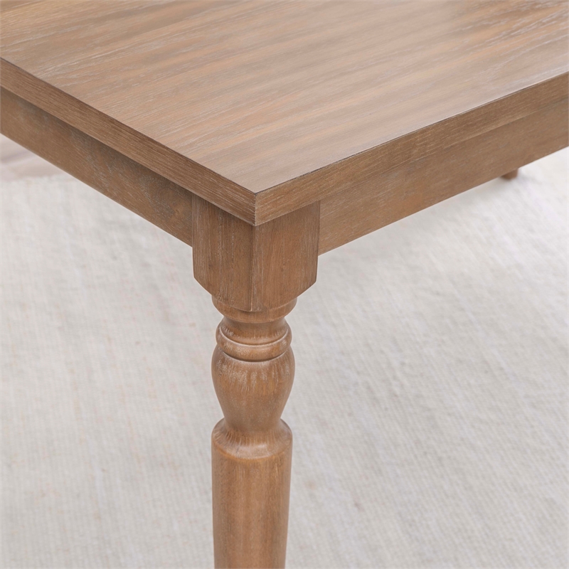 Linon Avalon Oak Wood Dining Table Decorative Turned Legs in Light Natural Brown