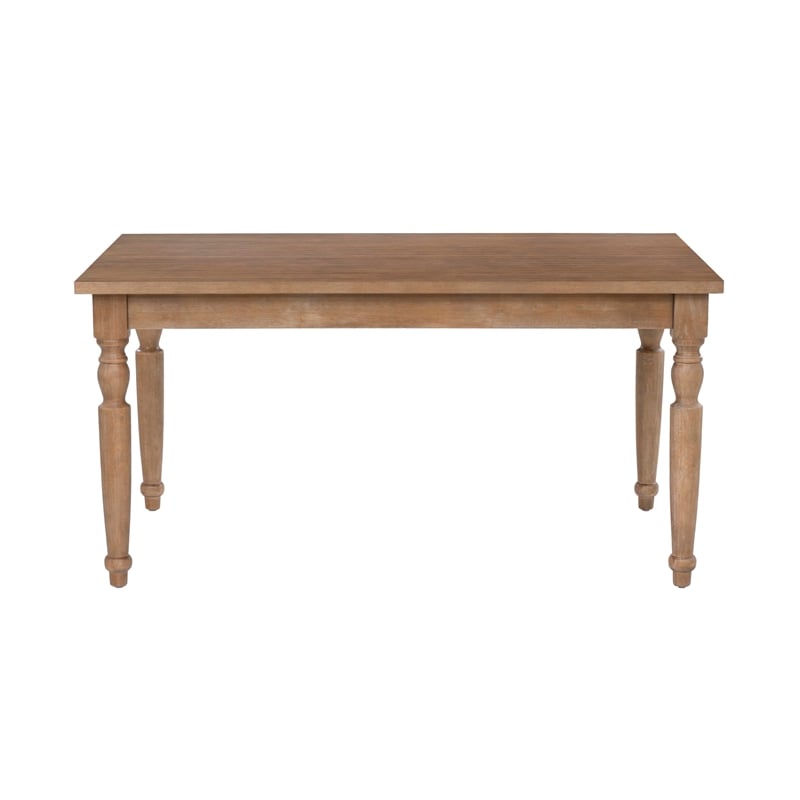 Linon Avalon Oak Wood Dining Table Decorative Turned Legs in Light Natural Brown