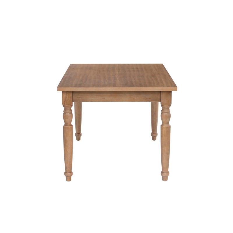 Linon Avalon Oak Wood Dining Table Decorative Turned Legs in Light Natural Brown