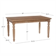 Linon Avalon Oak Wood Dining Table Decorative Turned Legs in Light Natural Brown