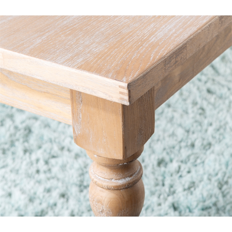 Linon Avalon Oak Wood Dining Table Decorative Turned Legs in Light Natural Brown