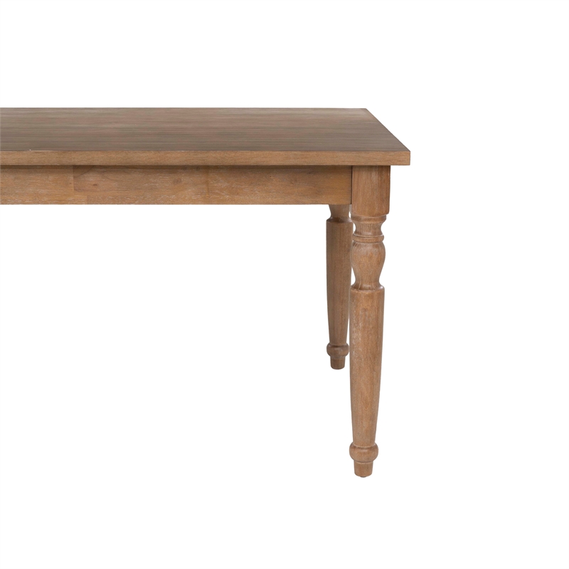 Linon Avalon Oak Wood Dining Table Decorative Turned Legs in Light Natural Brown