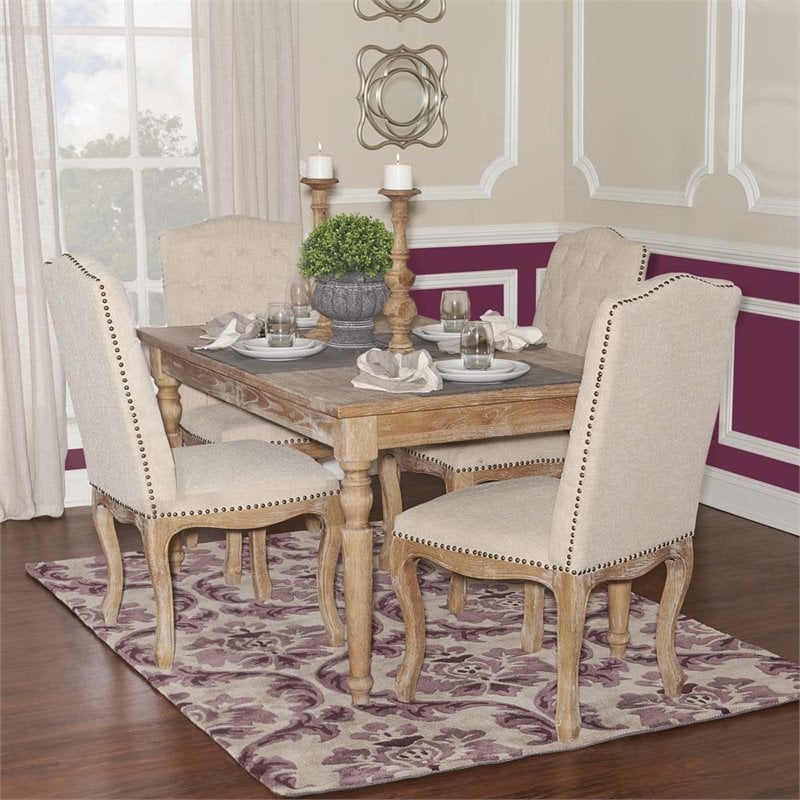Linon Avalon Wood Dining Table in Light Brown - W03486L