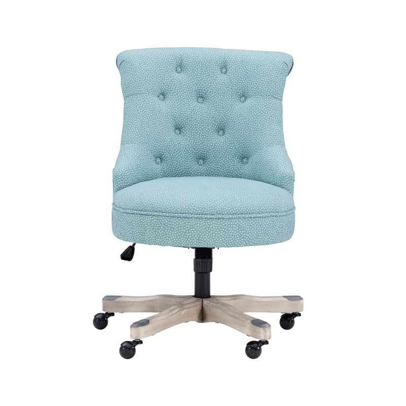 Linon Sinclair Wood Upholstered Office Chair in Light Blue
