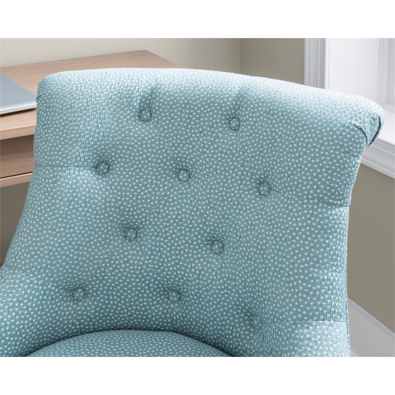 Linon Sinclair Wood Upholstered Office Chair in Light Blue