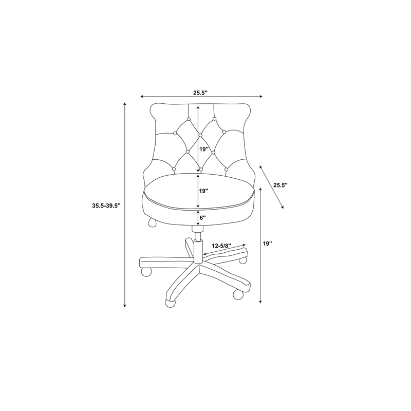 Linon Sinclair Wood Upholstered Office Chair in Light Blue