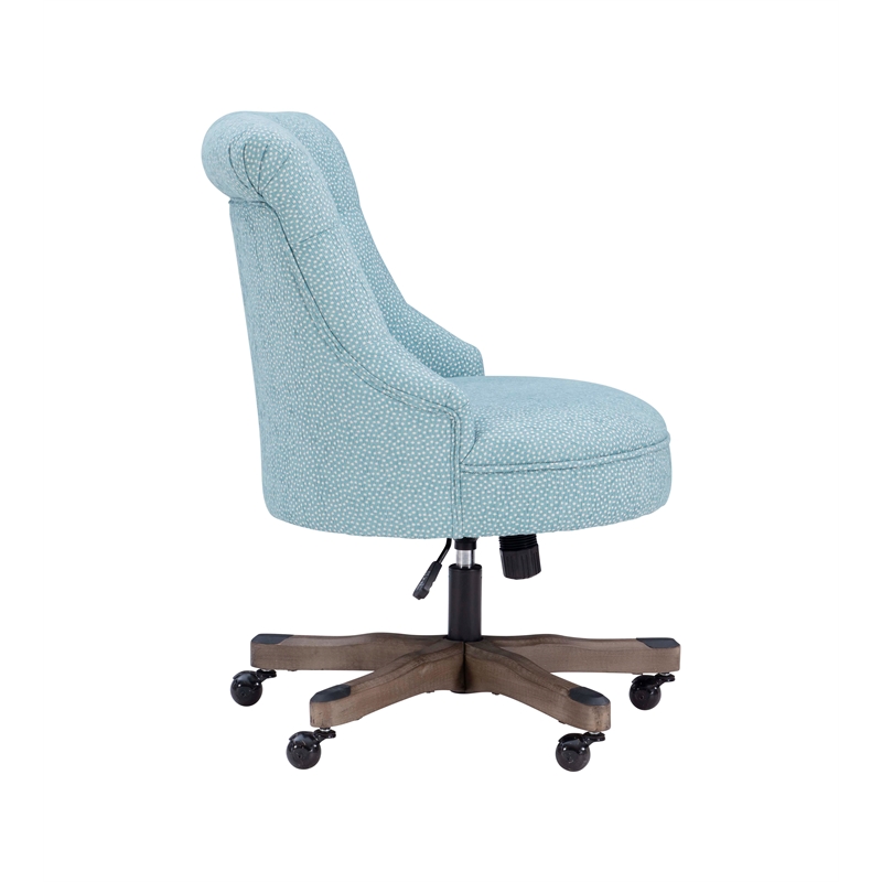 Linon Sinclair Wood Upholstered Office Chair in Light Blue - 178403LTBLU01U