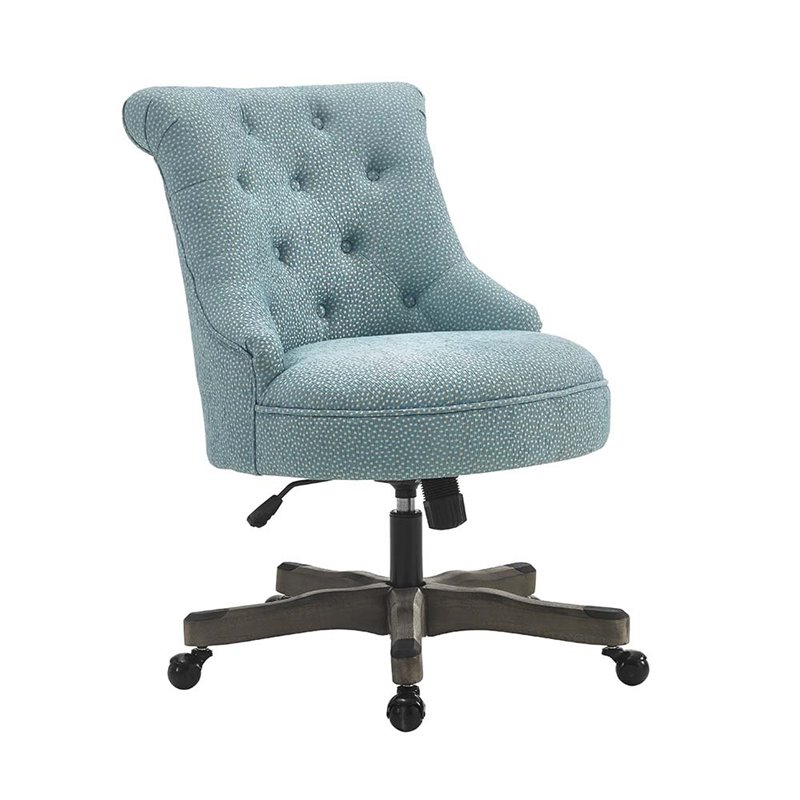 Linon Sinclair Wood Upholstered Office Chair in Light Blue - 178403LTBLU01U