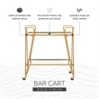 Linon Mia Metal and Mirrored Mid-Century 2 Level Rolling Bar Cart in Gold