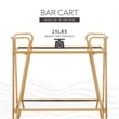 Linon Mia Metal and Mirrored Mid-Century 2 Level Rolling Bar Cart in Gold