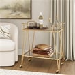 Linon Mia Metal and Mirrored Mid-Century 2 Level Rolling Bar Cart in Gold