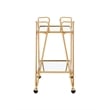 Linon Mia Metal and Mirrored Mid-Century 2 Level Rolling Bar Cart in Gold