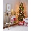 Linon Mia Metal and Mirrored Mid-Century 2 Level Rolling Bar Cart in Gold