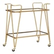 Linon Mia Metal and Mirrored Mid-Century 2 Level Rolling Bar Cart in Gold