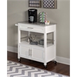 Linon Cameron Wood Granite Top Rolling Kitchen Cart Ample Storage in White