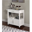 Linon Cameron Wood Granite Top Rolling Kitchen Cart Ample Storage in White