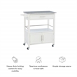 Linon Cameron Wood Granite Top Rolling Kitchen Cart Ample Storage in White