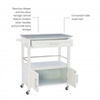 Linon Cameron Wood Granite Top Rolling Kitchen Cart Ample Storage in White