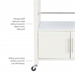 Linon Cameron Wood Granite Top Rolling Kitchen Cart Ample Storage in White