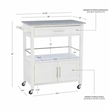 Linon Cameron Wood Granite Top Rolling Kitchen Cart Ample Storage in White
