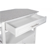 Linon Cameron Wood Granite Top Rolling Kitchen Cart Ample Storage in White