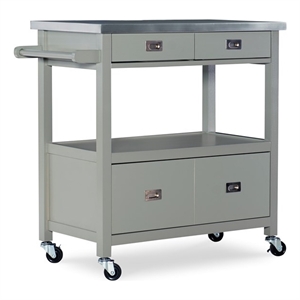 linon sydney wood kitchen cart in gray