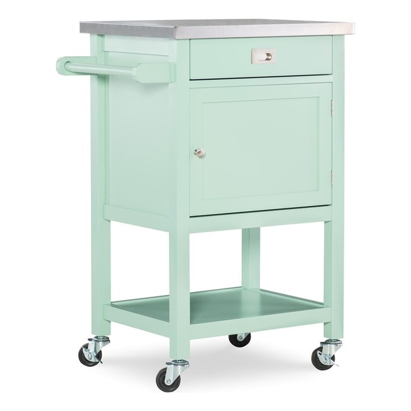 Linon Sydney Wood Steel Top Kitchen Cart In Green Cymax Business - Linon Home Decor Kitchen Cart Linon Sydney Wood Steel Top Kitchen Cart In Green Cymax Business - Linon Home Decor Kitchen Cart