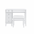 Linon Eva Wood and Mirrored Vanity & Stool Set with Storage in White