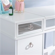 Linon Eva Wood and Mirrored Vanity & Stool Set with Storage in White