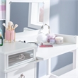 Linon Eva Wood and Mirrored Vanity & Stool Set with Storage in White
