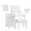 Linon Eva Wood and Mirrored Vanity & Stool Set with Storage in White