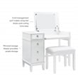 Linon Eva Wood and Mirrored Vanity & Stool Set with Storage in White