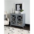 Linon Betty Large Wood Cabinet with 2 Glass Paneled Doors and 3 Shelves in Gray