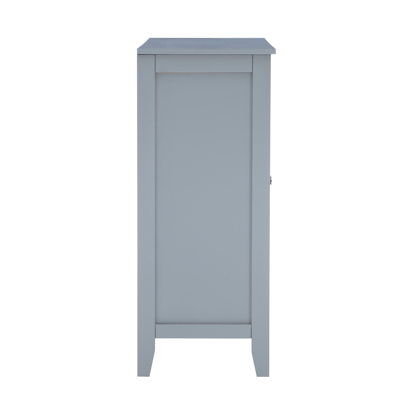 Linon Betty Large Wood Cabinet with 2 Glass Paneled Doors and 3 Shelves in Gray
